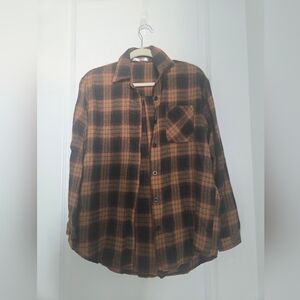 Women's  Plaid Flannel Shirt - Black and Brown